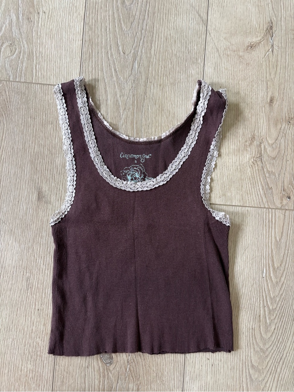 CINNAMON GIRL y2k Lace Trim Tank Size S Cropped